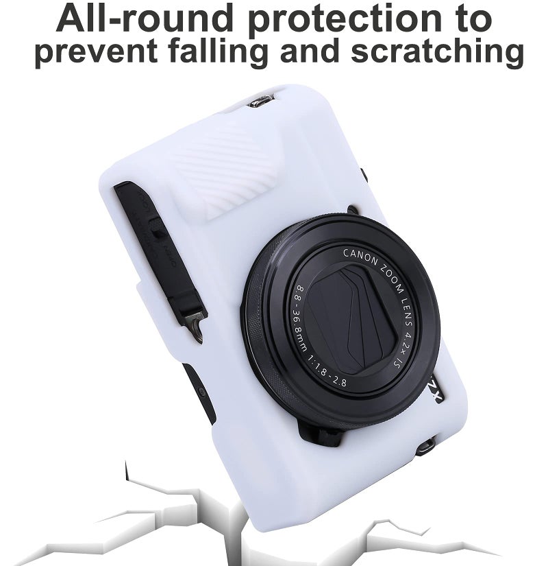 Yisau G7X Mark II  G7X Mark III  G7X Camera Ultra-Thin Lightweight Rubber Soft Silicone Case Bag Cover for Canon PowerShot G7X G7X Mark II G7X Mark III+ Microfiber Cloth (White) - Image 3